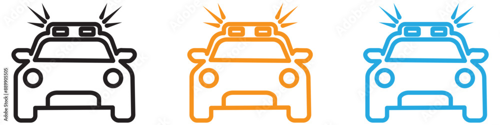 Flashing police car vector logo set collection for web app ui Flashing police car vector logo set collection for web app ui