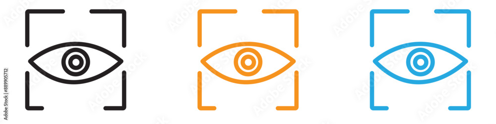Eye scanner vector logo set collection for web app ui