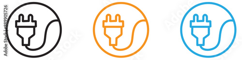 Electrical plug vector logo set collection for web app ui