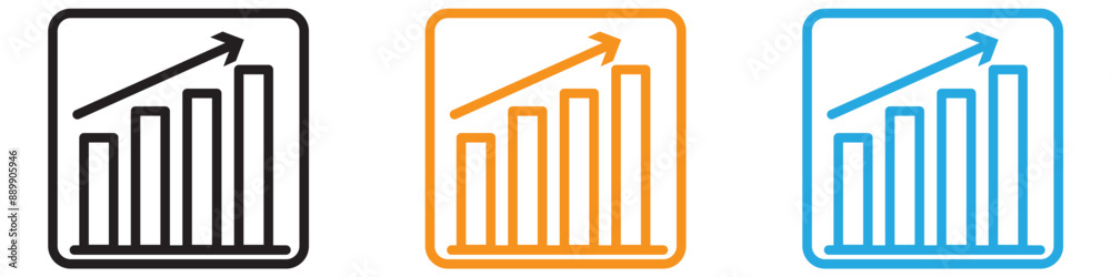 Increase chart vector logo set collection for web app ui