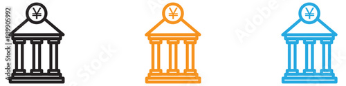Japanese bank vector logo set collection for web app ui