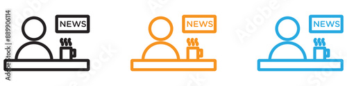 News presenter on TV Show vector logo set collection for web app ui