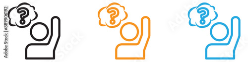 Person asking question vector logo set collection for web app ui