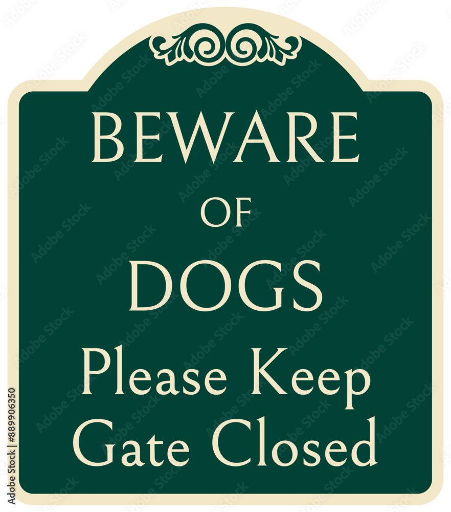 Obraz premium Decorated beware of dog sign please keep gate closed