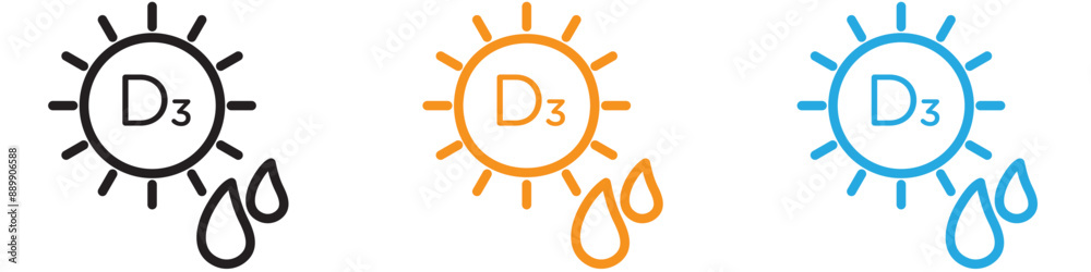 Vitamin D3 vector logo set collection for web app ui Vitamin D3 vector logo set collection for web app ui