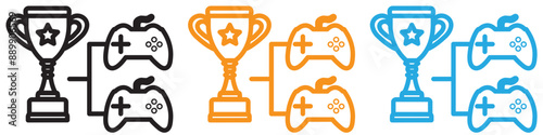 Video game contest vector logo set collection for web app ui