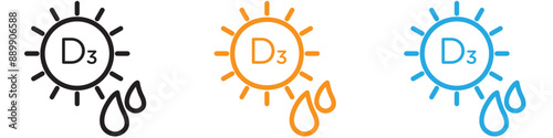 Vitamin D3 vector logo set collection for web app ui