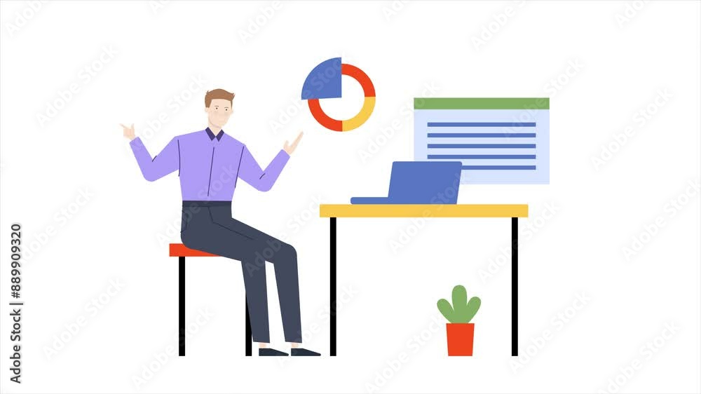 a man on his office room illustration business animated video a man on his office room illustration business animated video