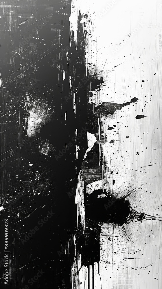 Abstract black and white illustration with grungy concrete and cracks. Abstract black and white illustration with grungy concrete and cracks.