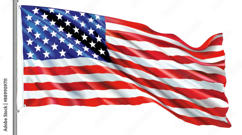 Fototapeta premium Independence Day Flag: American flag for Independence Day isolated on a pure white background
