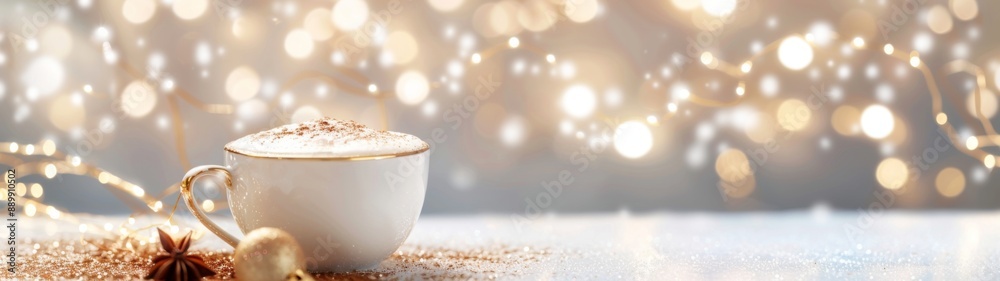 Cappuccino coffee cup with written Merry Christmas Cappuccino coffee cup with written Merry Christmas