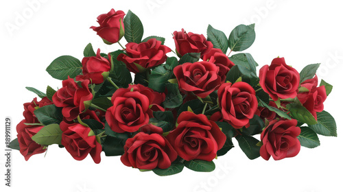 Valentines Day Roses: Artificial red roses bouquet isolated on a pure white background