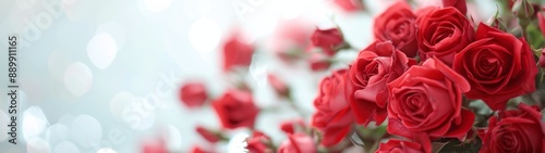 Field of Red Roses Flowers Production Under a Greenhouse, High Resolution Image