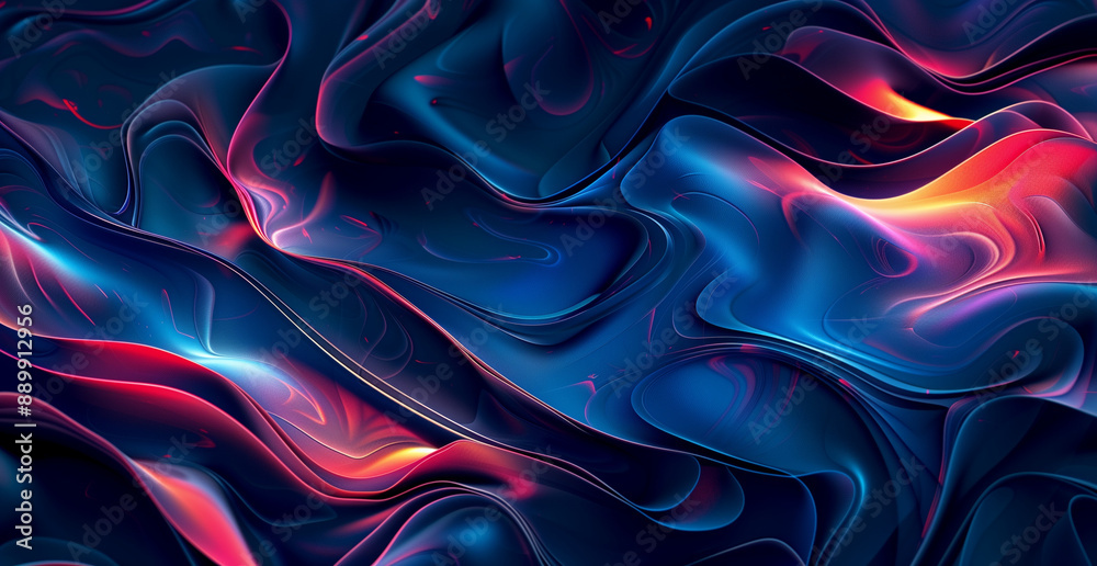 Fototapeta premium abstract fluid shape on dark background, colorful liquid waves, colorful abstract background with copy space