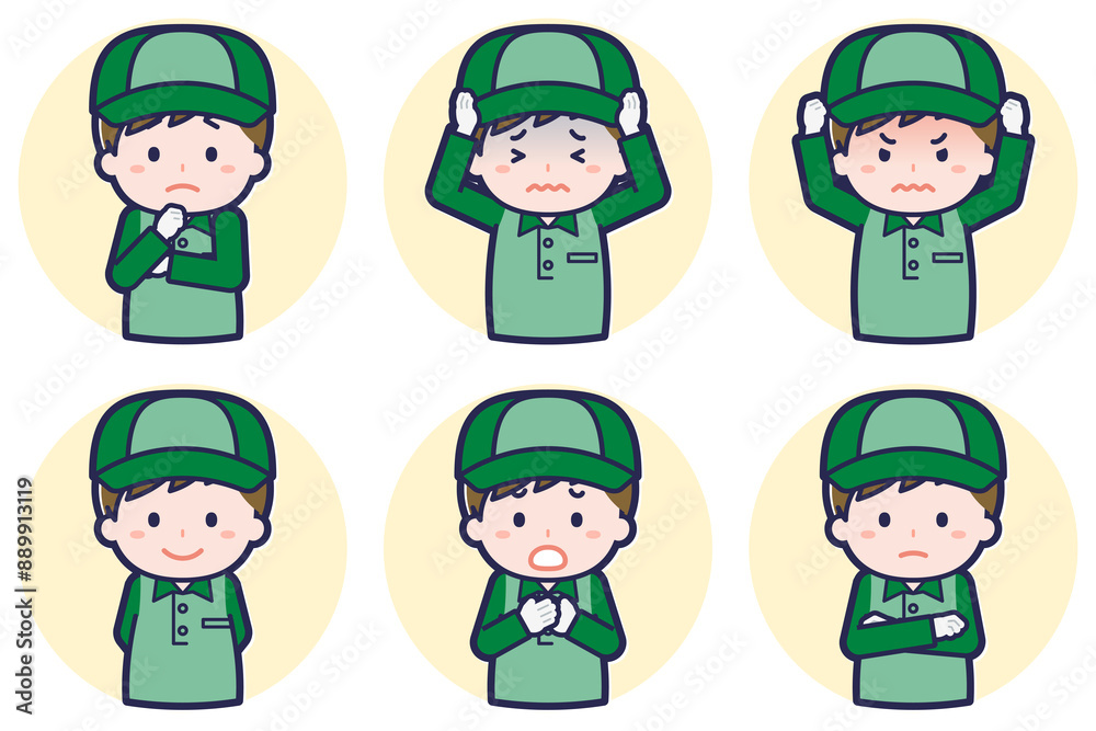 男性配達員のポーズセット_05