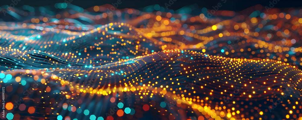 Abstract 3D Background with Golden and Teal Bokeh Lights Abstract 3D Background with Golden and Teal Bokeh Lights