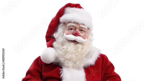 Santa Claus Figure: Traditional plush Santa Claus figure isolated on a pure white background