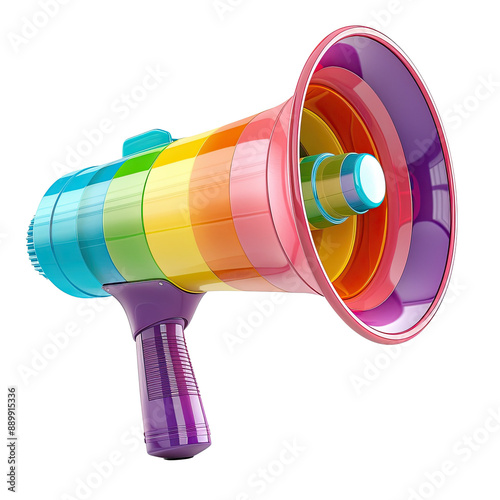 Colorful Rainbow Megaphone Isolated on transparent background