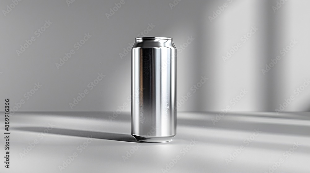 2. A minimalist image with a white background featuring a single aluminum can, positioned in the center 2. A minimalist image with a white background featuring a single aluminum can, positioned in the center