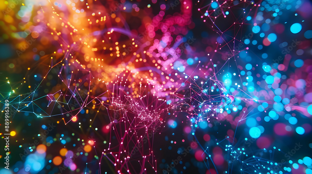 Abstract Background with Colorful Bokeh and Glowing Lines Abstract Background with Colorful Bokeh and Glowing Lines