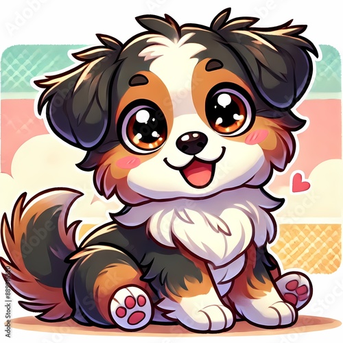 Cute Australian Shepherd cartoon dog