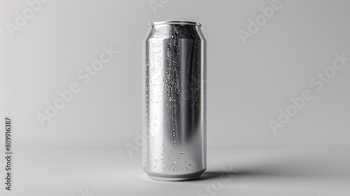 2. A minimalist image with a white background featuring a single aluminum can, positioned in the center