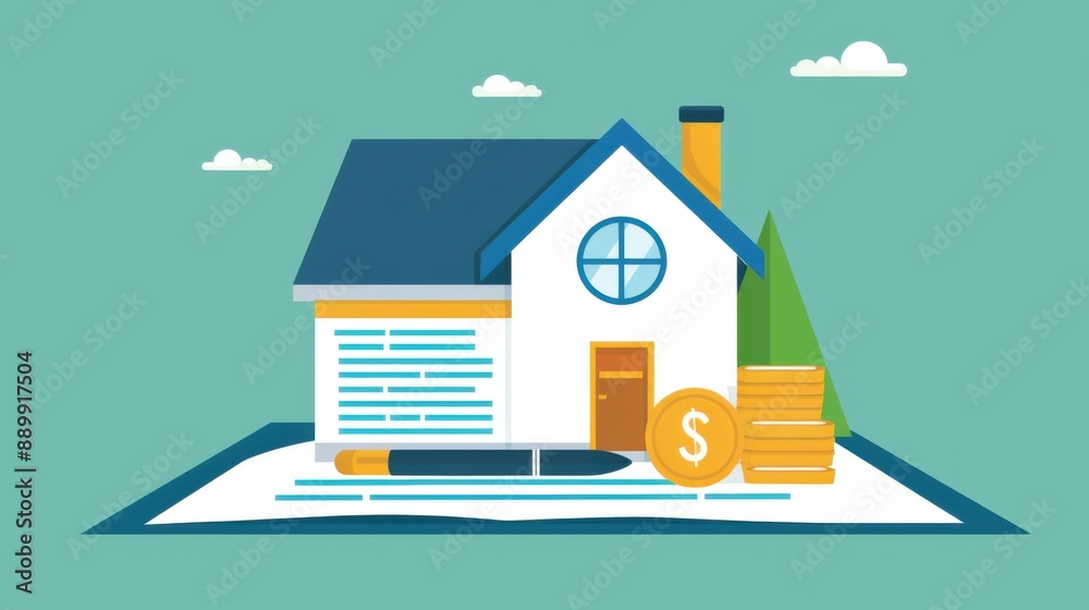 Signing Mortgage Contract - Flat Design Illustration of Pen and Checklist for Home Loan Agreement. Signing Mortgage Contract - Flat Design Illustration of Pen and Checklist for Home Loan Agreement.