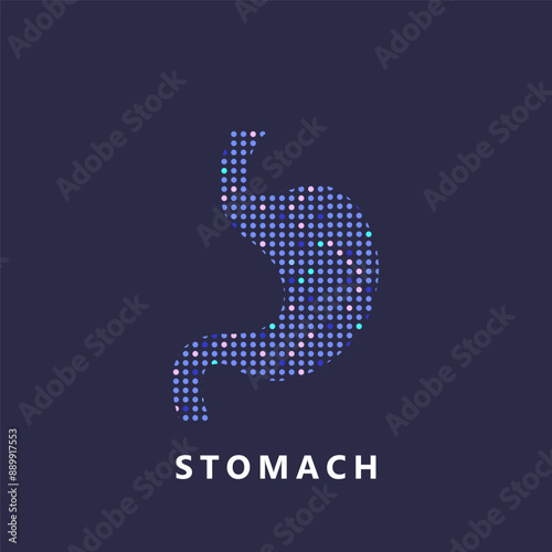 Human stomach Logo silhouette design vector template. simple icon stomach, gastrointestinal tract creative pixel art concept. abstract stomach care Logotype icon Vector illustration. EPS 10