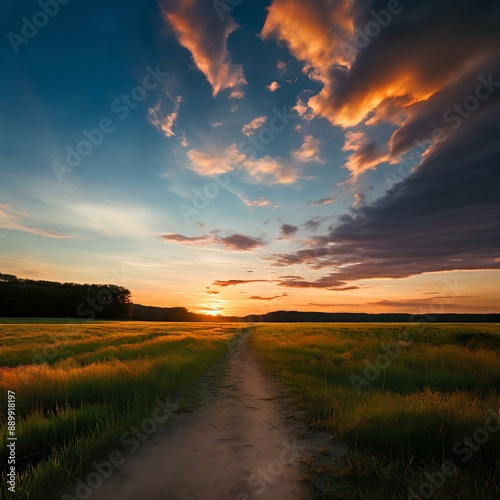 sunset over the field