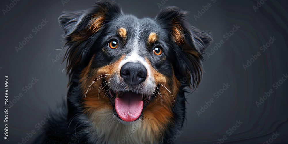 close up portrait of an Australian Shepherd dog, generative AI close up portrait of an Australian Shepherd dog, generative AI