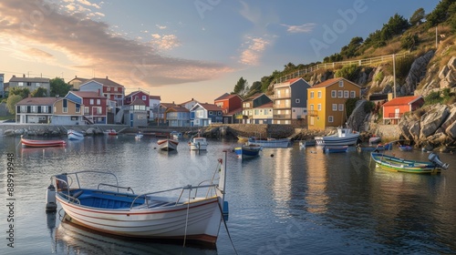 A small boat is docked in a harbor with many other boats