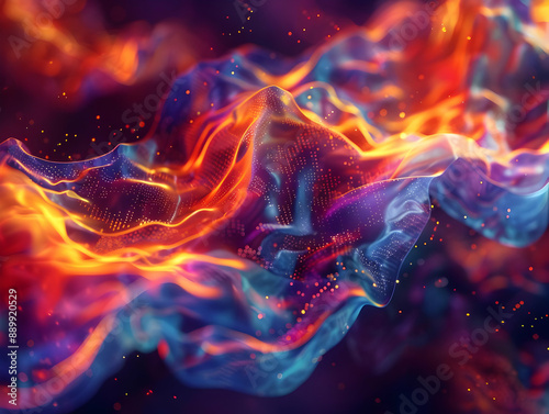 Wallpaper Mural Abstract 3D Background with Orange, Blue, and Purple Swirls and Sparkles Torontodigital.ca
