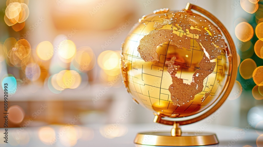 Golden globe on a blurred bokeh background, symbolizing global exploration, travel, and international destinations. Golden globe on a blurred bokeh background, symbolizing global exploration, travel, and international destinations.