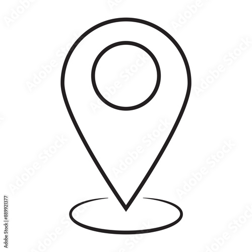 Location pin line icon sticker, minimal design on white background.