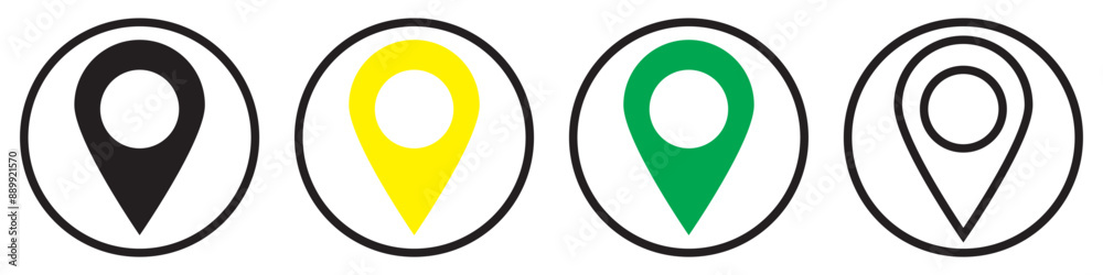 Set of address icon. Black, blue, green location icon set. Set of address icon. Black, blue, green location icon set.