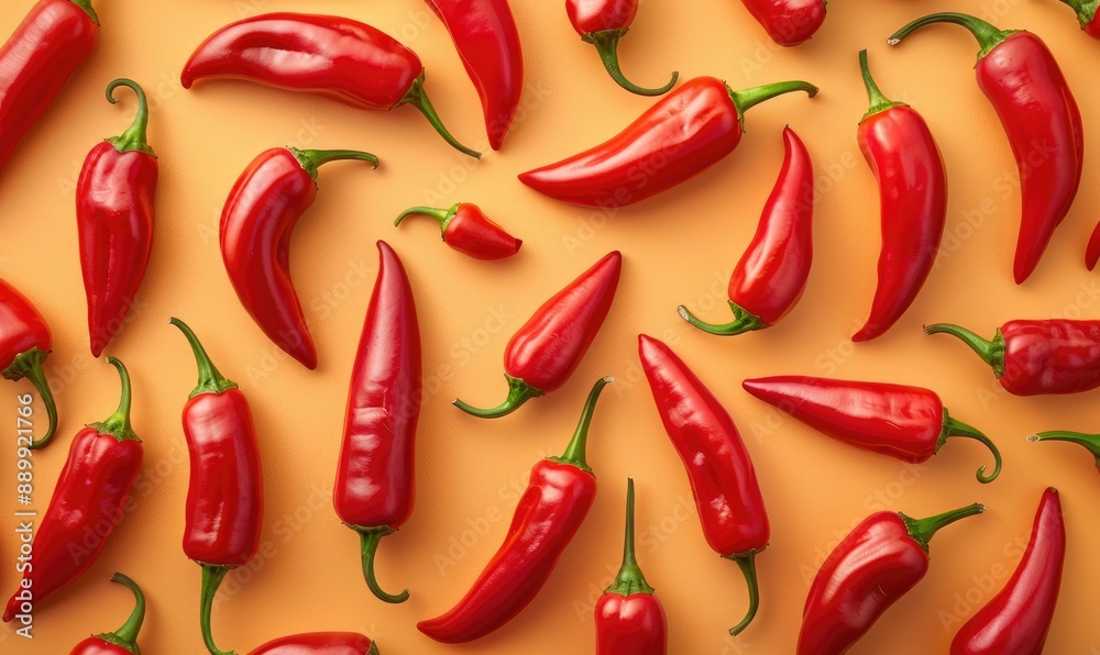 Top View of Spicy Peppers and Ingredients on a Bright Background Top View of Spicy Peppers and Ingredients on a Bright Background