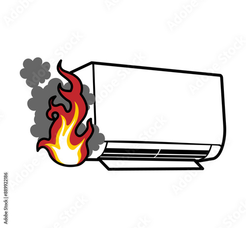 Flaming air conditioner - line drawing