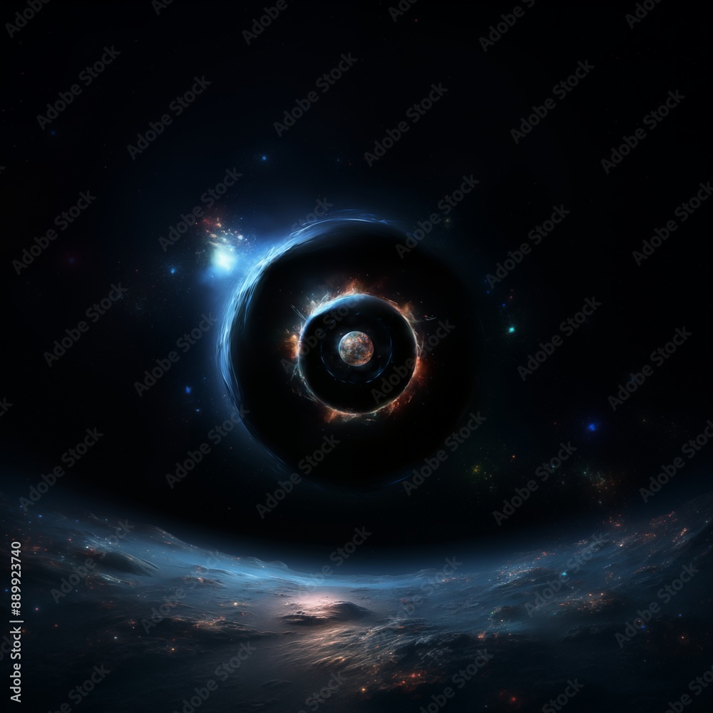 Fototapeta premium Colorful spiral rotating starry sky