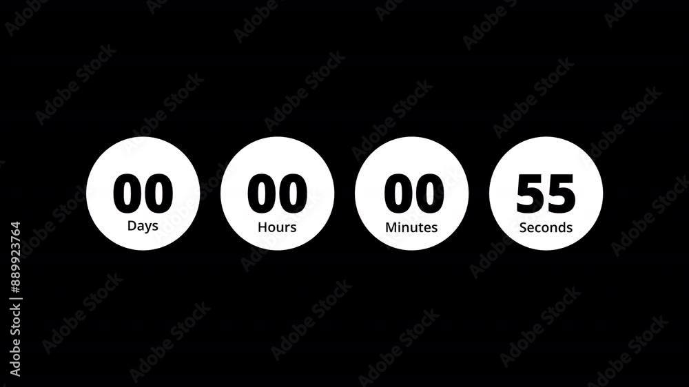 One day countdown timer one minute animation from 60 to 0 seconds, 60 ...