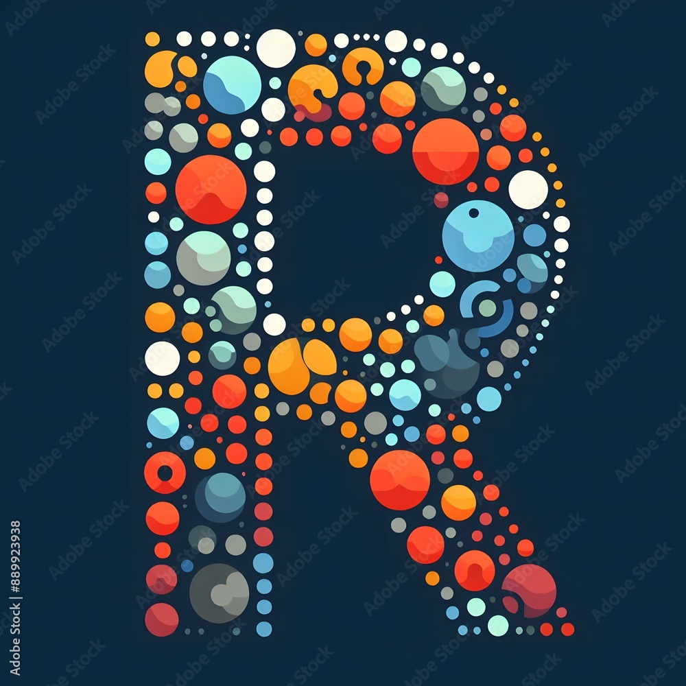 AI Generate of Logo Letter R created using random color dots AI Generate of Logo Letter R created using random color dots