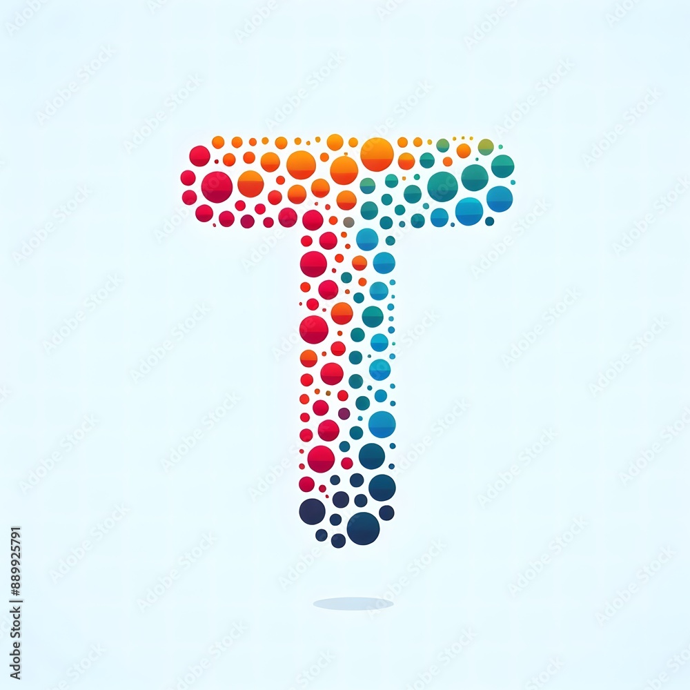 AI Generate of Logo Letter T created using random color dots AI Generate of Logo Letter T created using random color dots