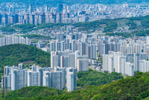Photography Gami-dong, Hanam-si, Gyeonggi-do, South Korea - May 1, 2023: Summer and high ang