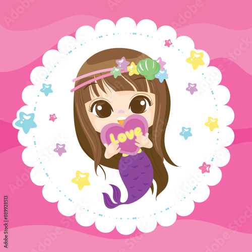 Kawaii Cloud with Hanging Stars with pink background