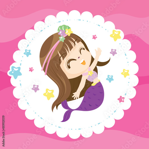 Kawaii Cloud with Hanging Stars with pink background