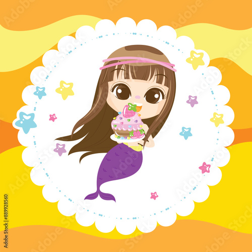 Kawaii Cloud with Hanging Stars with pink background