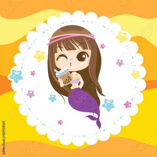 Kawaii Cloud with Hanging Stars with pink background