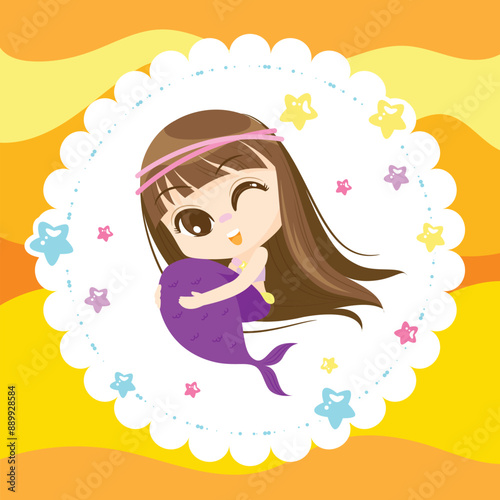 Kawaii Cloud with Hanging Stars with pink background