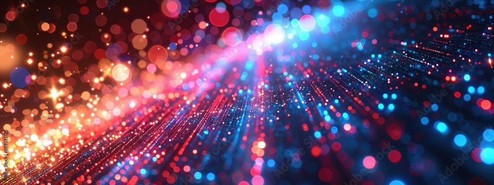 Vibrant Abstract Light Trails and Colorful Bokeh Background with Red and Blue Sparks Vibrant Abstract Light Trails and Colorful Bokeh Background with Red and Blue Sparks