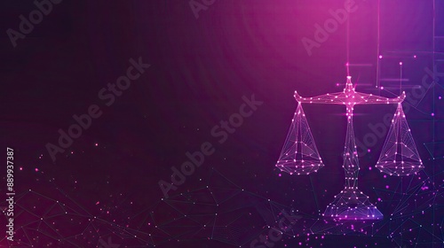 Legal Services Industry Technology Concept: Scales of Justice on Dark Blue Technological Background

 photo