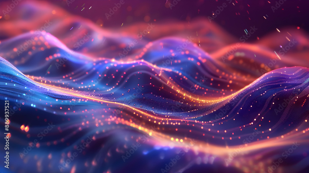 Abstract 3D Background with Wavy Lines and Glowing Lights Abstract 3D Background with Wavy Lines and Glowing Lights